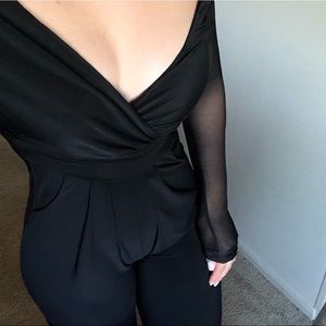 Black Off Shoulder Long Sleeve Jumpsuit